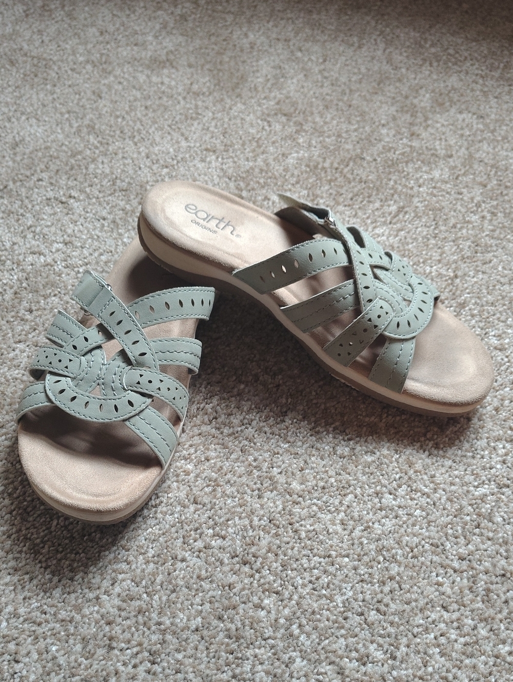 Earth Origins Women’s Mint Green Braided Slide Sandals